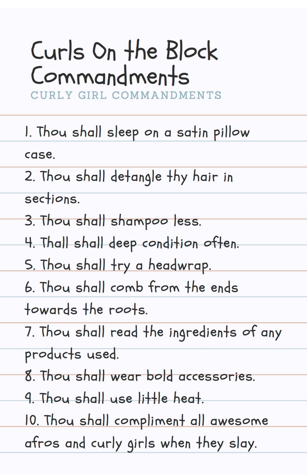 Curly Commandments